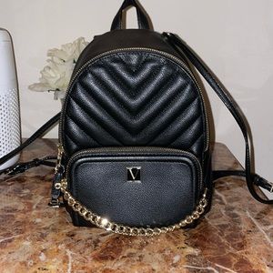 VS backpack/gold hardware/lightly used/ . 11in long , about 9.5in wide.